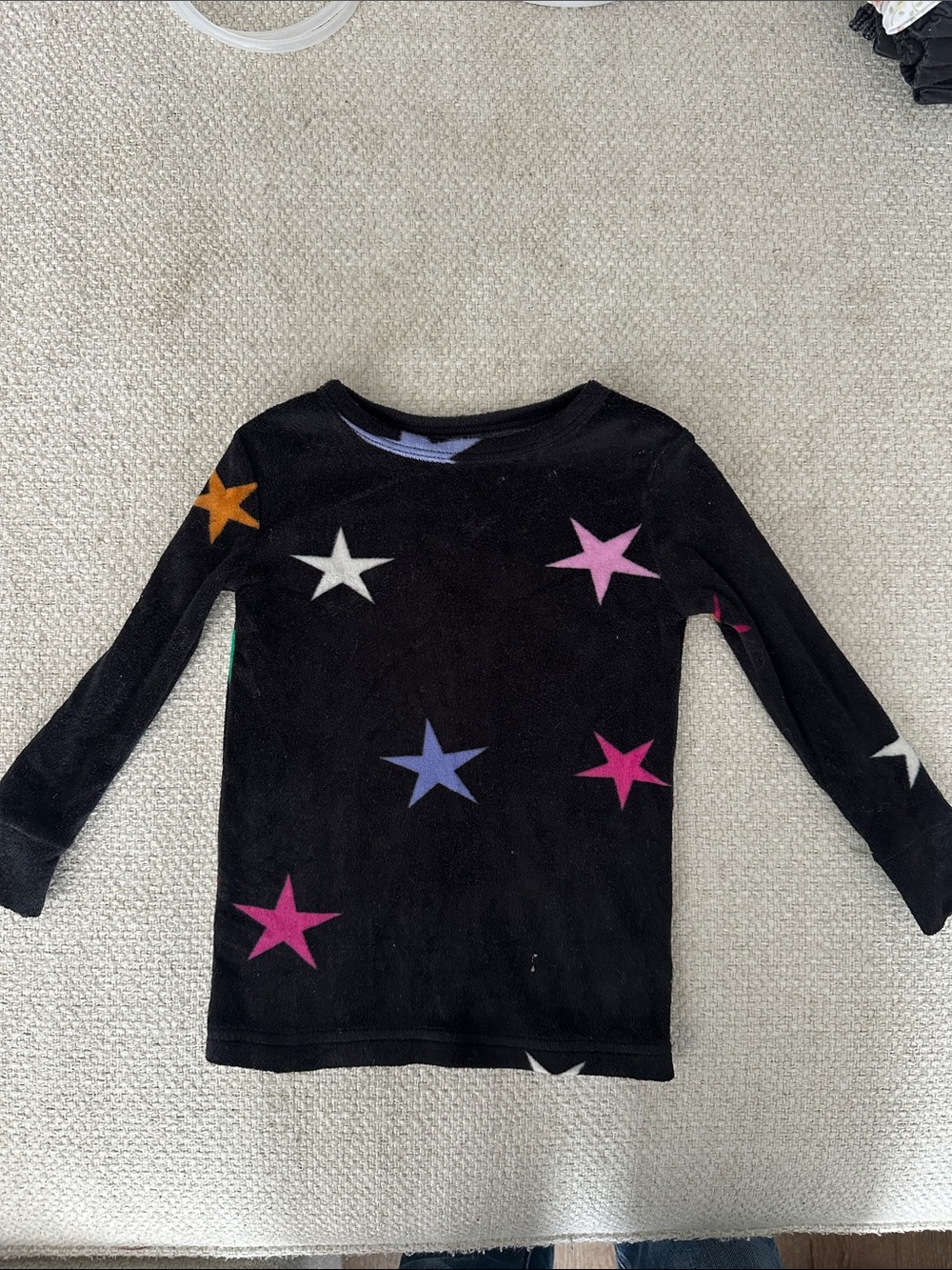 Cat & Jack Black Long-Sleeve Top bottoms set with Multicolor Star Print